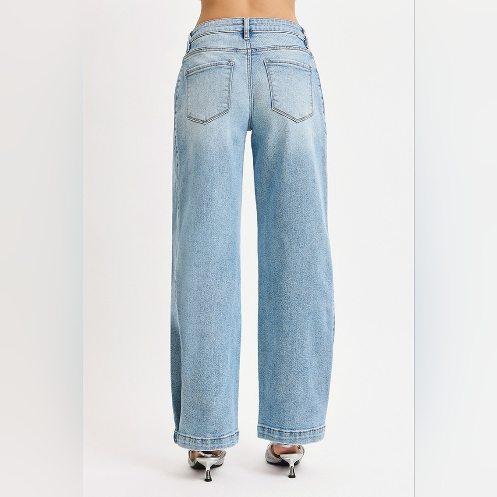 Risen MR Light Wash Wide Leg Barrel Adjustable Leg Denim Jeans Various NEW - Picture 8 of 11